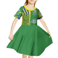 Brazil Football Kid Short Sleeve Dress Selecao Soccer - Road To Champion - Wonder Print Shop