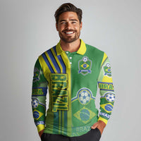 Brazil Football Long Sleeve Polo Shirt Selecao Soccer - Road To Champion - Wonder Print Shop