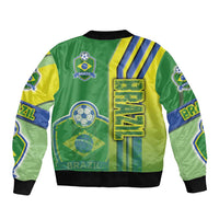 Brazil Football Sleeve Zip Bomber Jacket Selecao Soccer - Road To Champion - Wonder Print Shop