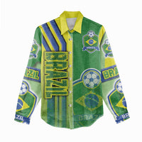 Brazil Football Women Casual Shirt Selecao Soccer - Road To Champion - Wonder Print Shop
