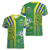 Brazil Football Women V-Neck T-Shirt Selecao Soccer - Road To Champion - Wonder Print Shop
