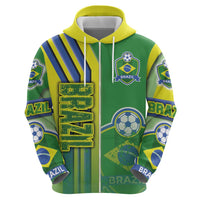 Brazil Football Zip Hoodie Selecao Soccer - Road To Champion - Wonder Print Shop