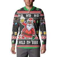 Ho Ho Ho Hold My Beer Santa African Button Sweatshirt Laugh With Beer On Christmas - Wonder Print Shop