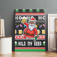 Ho Ho Ho Hold My Beer Santa African Canvas Wall Art Laugh With Beer On Christmas - Wonder Print Shop
