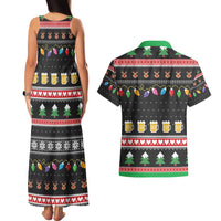 Ho Ho Ho Hold My Beer Santa African Couples Matching Tank Maxi Dress and Hawaiian Shirt Laugh With Beer On Christmas - Wonder Print Shop