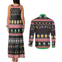 Ho Ho Ho Hold My Beer Santa African Couples Matching Tank Maxi Dress and Long Sleeve Button Shirt Laugh With Beer On Christmas - Wonder Print Shop