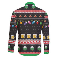 Ho Ho Ho Hold My Beer Santa African Family Matching Off The Shoulder Long Sleeve Dress and Hawaiian Shirt Laugh With Beer On Christmas - Wonder Print Shop