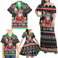 Ho Ho Ho Hold My Beer Santa African Family Matching Off Shoulder Maxi Dress and Hawaiian Shirt Laugh With Beer On Christmas - Wonder Print Shop