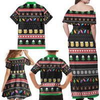 Ho Ho Ho Hold My Beer Santa African Family Matching Off Shoulder Maxi Dress and Hawaiian Shirt Laugh With Beer On Christmas - Wonder Print Shop