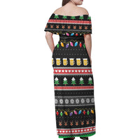 Ho Ho Ho Hold My Beer Santa African Family Matching Off Shoulder Maxi Dress and Hawaiian Shirt Laugh With Beer On Christmas - Wonder Print Shop