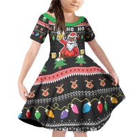 Ho Ho Ho Hold My Beer Santa African Family Matching Off Shoulder Short Dress and Hawaiian Shirt Laugh With Beer On Christmas - Wonder Print Shop