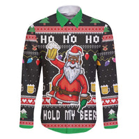 Ho Ho Ho Hold My Beer Santa African Family Matching Puletasi and Hawaiian Shirt Laugh With Beer On Christmas - Wonder Print Shop