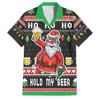 Ho Ho Ho Hold My Beer Santa African Family Matching Short Sleeve Bodycon Dress and Hawaiian Shirt Laugh With Beer On Christmas - Wonder Print Shop