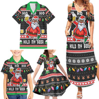 Ho Ho Ho Hold My Beer Santa African Family Matching Summer Maxi Dress and Hawaiian Shirt Laugh With Beer On Christmas - Wonder Print Shop
