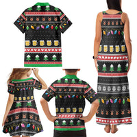 Ho Ho Ho Hold My Beer Santa African Family Matching Tank Maxi Dress and Hawaiian Shirt Laugh With Beer On Christmas - Wonder Print Shop