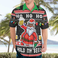 Ho Ho Ho Hold My Beer Santa African Hawaiian Shirt Laugh With Beer On Christmas - Wonder Print Shop