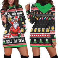 Ho Ho Ho Hold My Beer Santa African Hoodie Dress Laugh With Beer On Christmas - Wonder Print Shop