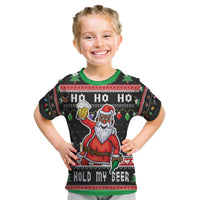 Ho Ho Ho Hold My Beer Santa African Kid T Shirt Laugh With Beer On Christmas - Wonder Print Shop