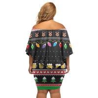 Ho Ho Ho Hold My Beer Santa African Off Shoulder Short Dress Laugh With Beer On Christmas - Wonder Print Shop