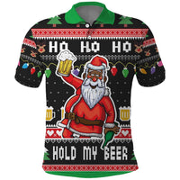 Ho Ho Ho Hold My Beer Santa African Polo Shirt Laugh With Beer On Christmas - Wonder Print Shop