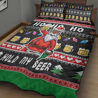Ho Ho Ho Hold My Beer Santa African Quilt Bed Set Laugh With Beer On Christmas - Wonder Print Shop