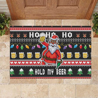 Ho Ho Ho Hold My Beer Santa African Rubber Doormat Laugh With Beer On Christmas - Wonder Print Shop