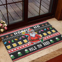 Ho Ho Ho Hold My Beer Santa African Rubber Doormat Laugh With Beer On Christmas - Wonder Print Shop