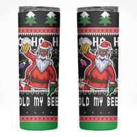 Ho Ho Ho Hold My Beer Santa African Skinny Tumbler Laugh With Beer On Christmas - Wonder Print Shop