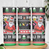 Ho Ho Ho Hold My Beer Santa African Skinny Tumbler Laugh With Beer On Christmas - Wonder Print Shop
