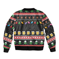 Ho Ho Ho Hold My Beer Santa African Sleeve Zip Bomber Jacket Laugh With Beer On Christmas - Wonder Print Shop