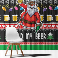 Ho Ho Ho Hold My Beer Santa African Window Curtain Laugh With Beer On Christmas - Wonder Print Shop