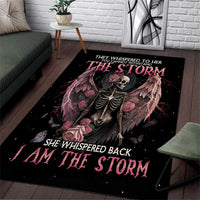 I Am The Storm Skeleton Roses Wings Area Rug Skull Art - Wonder Print Shop
