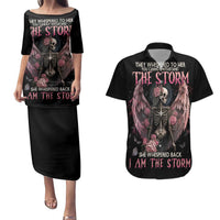 I Am The Storm Skeleton Roses Wings Couples Matching Puletasi and Hawaiian Shirt Skull Art - Wonder Print Shop