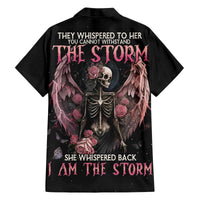 I Am The Storm Skeleton Roses Wings Family Matching Off The Shoulder Long Sleeve Dress and Hawaiian Shirt Skull Art - Wonder Print Shop