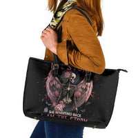 I Am The Storm Skeleton Roses Wings Leather Tote Bag Skull Art - Wonder Print Shop