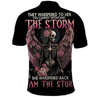 I Am The Storm Skeleton Roses Wings Polo Shirt Skull Art - Wonder Print Shop