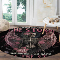 I Am The Storm Skeleton Roses Wings Round Carpet Skull Art