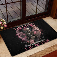 I Am The Storm Skeleton Roses Wings Rubber Doormat Skull Art - Wonder Print Shop