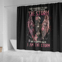 I Am The Storm Skeleton Roses Wings Shower Curtain Skull Art