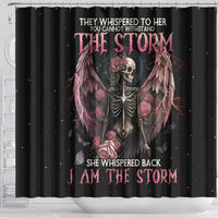 I Am The Storm Skeleton Roses Wings Shower Curtain Skull Art