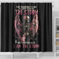 I Am The Storm Skeleton Roses Wings Shower Curtain Skull Art