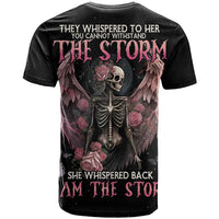 I Am The Storm Skeleton Roses Wings T Shirt Skull Art - Wonder Print Shop