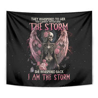 I Am The Storm Skeleton Roses Wings Tapestry Skull Art - Wonder Print Shop