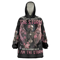 I Am The Storm Skeleton Roses Wings Wearable Blanket Hoodie Skull Art - Wonder Print Shop