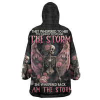 I Am The Storm Skeleton Roses Wings Wearable Blanket Hoodie Skull Art - Wonder Print Shop