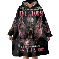 I Am The Storm Skeleton Roses Wings Wearable Blanket Hoodie Skull Art - Wonder Print Shop