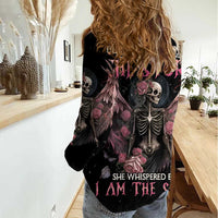 I Am The Storm Skeleton Roses Wings Women Casual Shirt Skull Art - Wonder Print Shop