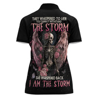 I Am The Storm Skeleton Roses Wings Women Polo Shirt Skull Art - Wonder Print Shop