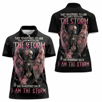 I Am The Storm Skeleton Roses Wings Women Polo Shirt Skull Art - Wonder Print Shop