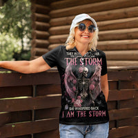 I Am The Storm Skeleton Roses Wings Women Polo Shirt Skull Art - Wonder Print Shop